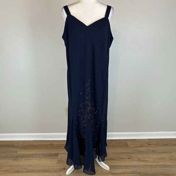 R & M Richards Dresses & Skirts - Y2K Beaded Prom Dress Rhinestone Maxi Formal Fairy Romantic Soft Glam Gown Sz 2X